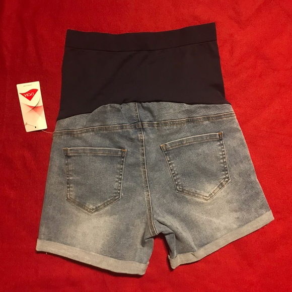 NWT Maternity Jean Shorts With Belly Panel - Picture 9 of 15